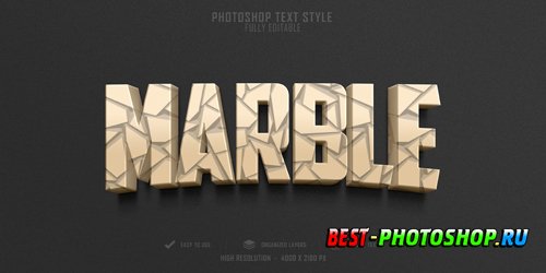 Marble 3d text style effect template design premium psd
