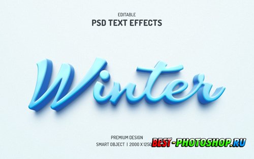 Winter text effect editable cold text style psd
