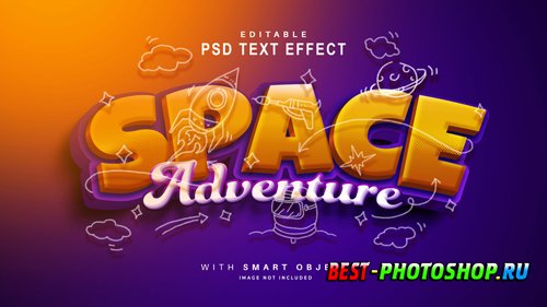 Space adventure text effect with doodle