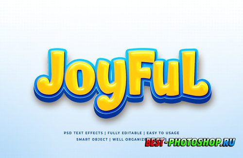 Joyful cartoon 3d text style effect psd