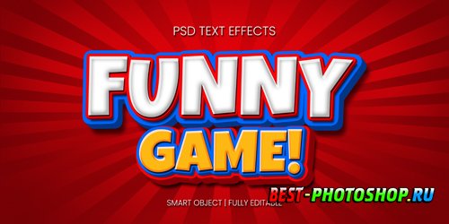 Funny game 3d text effect psd