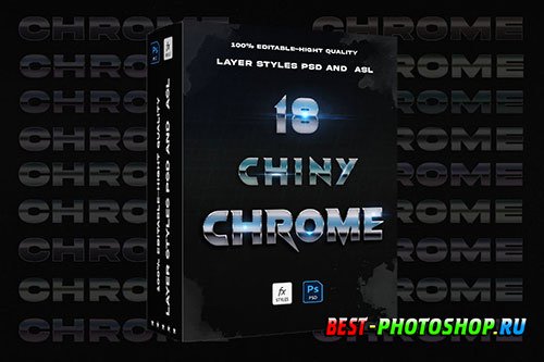 18 chiny Chrome layer Styles Photoshop Action