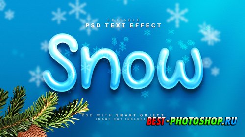 Snow 3d glossy text effect psd