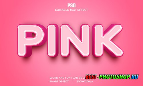 Pink 3d editable text effect premium psd