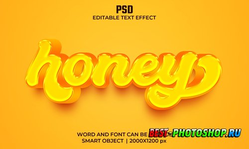 Honey 3d editable text effect premium psd with background