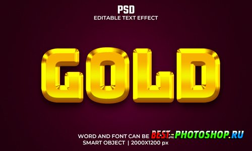 Gold 3d editable text effect premium psd with background