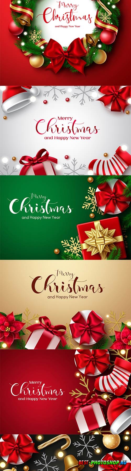 Christmas vector set merry christmas with santa claus