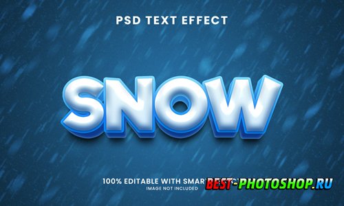 Snow 3d text effect psd