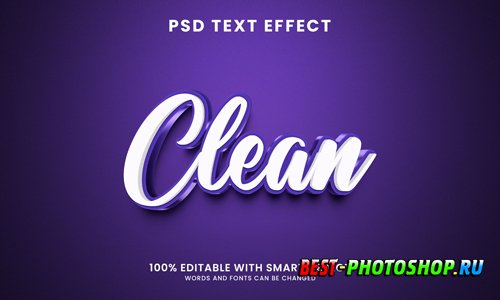 Clean 3d text effect template psd